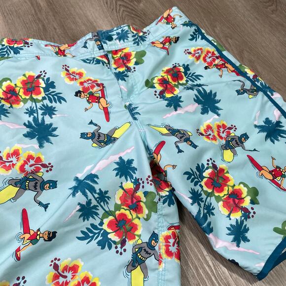DC Comics Batman Surf Swim Trunks Mens Large Hawaiian Floral Boardshorts‎ - Picture 7 of 10